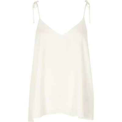 White bow shoulder cami top